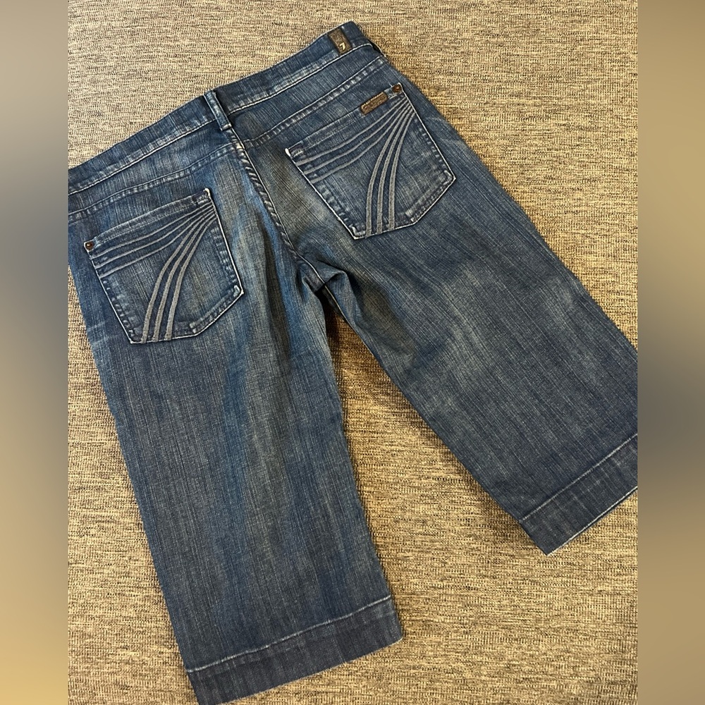 7 SEVEN FOR ALL MANKIND DOJO Bermuda Jean SHORTS Sz 28 COTTON BLEND